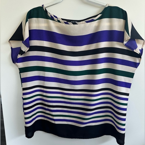 ❤️ Brody Myles Collection Elegant Striped Women's Top Purple, White, Black Large - Picture 1 of 3